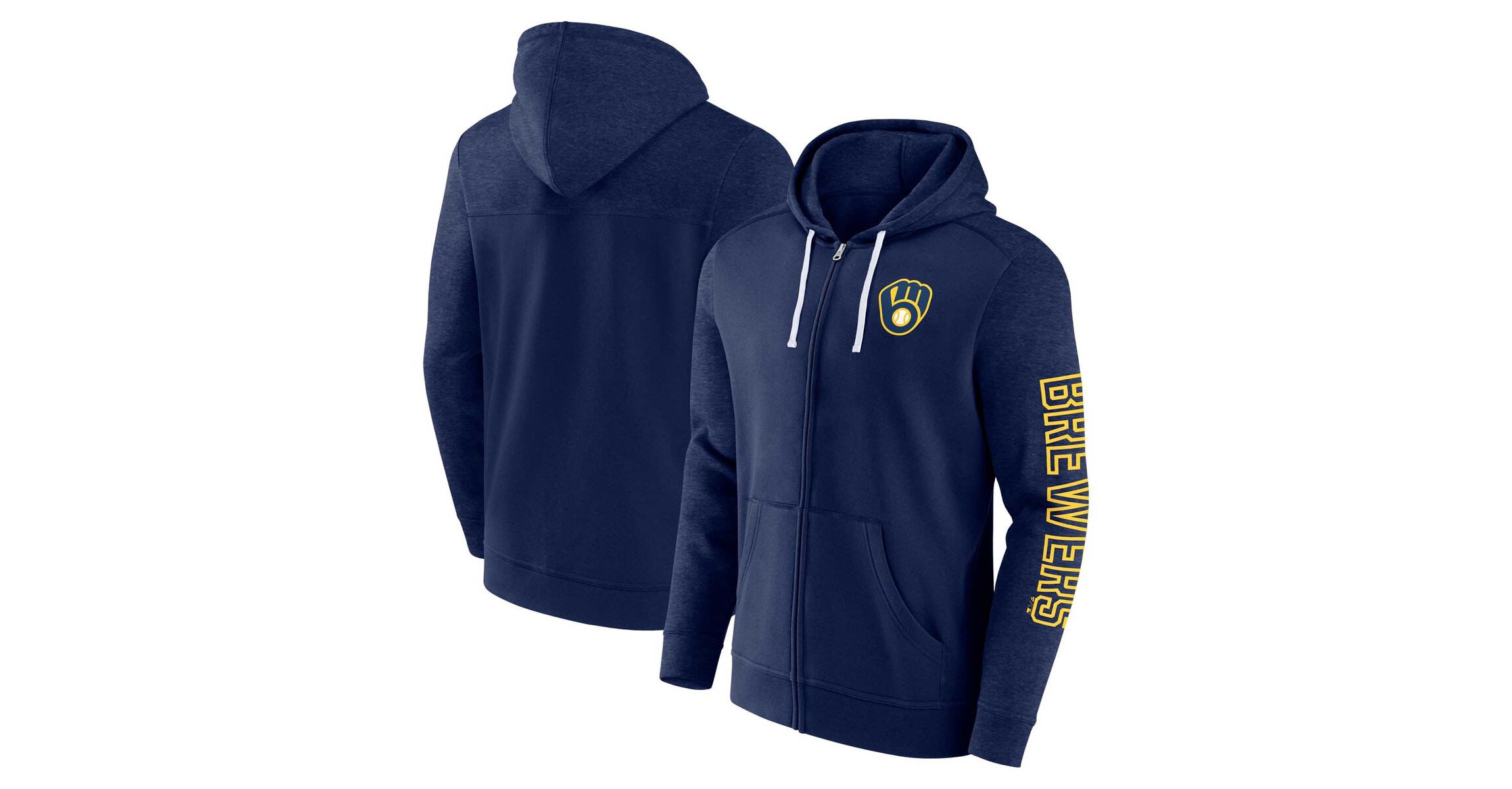 MLB Fanatics Milwaukee Brewers Offensive Line Up Lightweight Full-Zip Hoodie