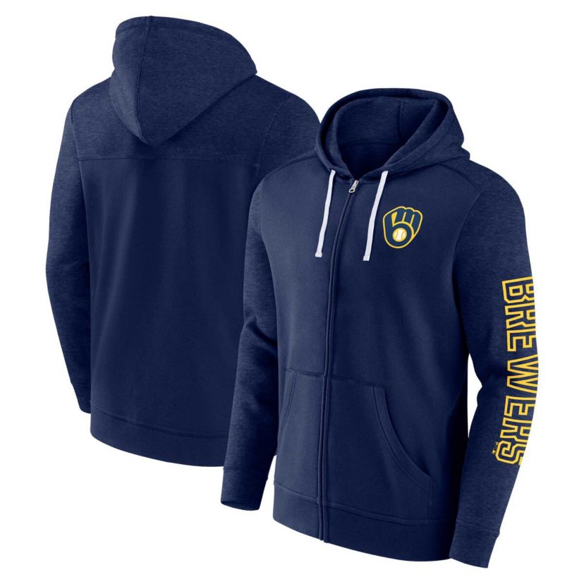 MLB Fanatics Milwaukee Brewers Offensive Line Up Lightweight Full-Zip Hoodie