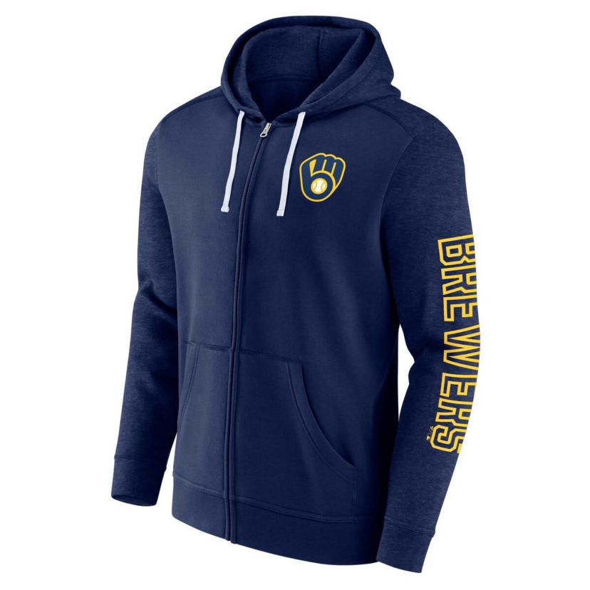 MLB Fanatics Milwaukee Brewers Offensive Line Up Lightweight Full-Zip Hoodie