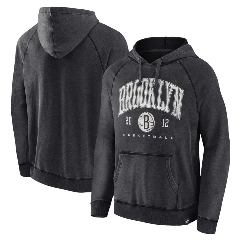NBA Fanatics Brooklyn Nets Foul Trouble Snow Wash Raglan Pullover Hoodie