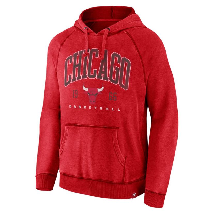 NBA Fanatics Chicago Bulls Foul Trouble Snow Wash Raglan Pullover Hoodie