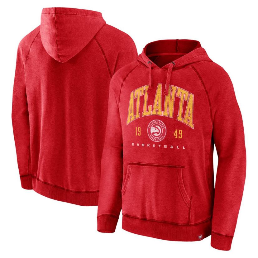 NBA Fanatics Atlanta Hawks Foul Trouble Snow Wash Raglan Pullover Hoodie
