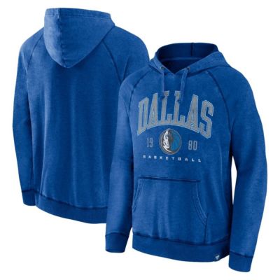 Men's NBA Fanatics Dallas Mavericks Foul Trouble Snow Wash Raglan Pullover Hoodie, Blue, Large