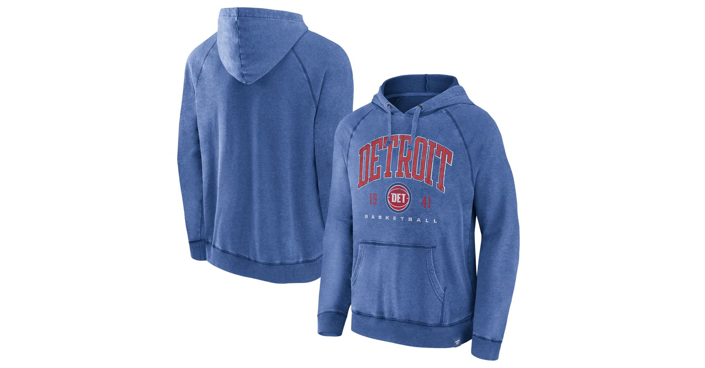 NBA Fanatics Detroit Pistons Foul Trouble Snow Wash Raglan Pullover Hoodie