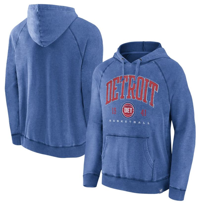 NBA Fanatics Detroit Pistons Foul Trouble Snow Wash Raglan Pullover Hoodie