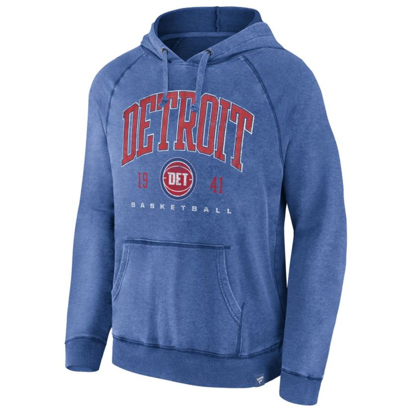 NBA Fanatics Detroit Pistons Foul Trouble Snow Wash Raglan Pullover Hoodie