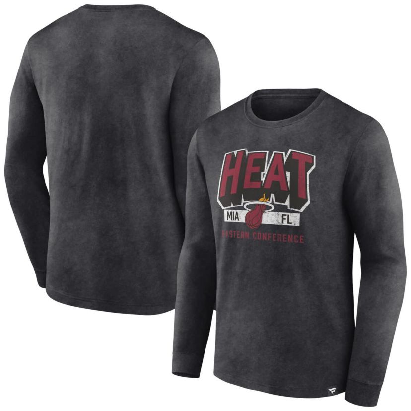 NBA Fanatics Miami Heat Front Court Press Snow Wash Long Sleeve T-Shirt