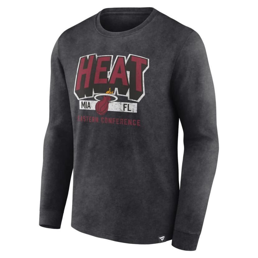NBA Fanatics Miami Heat Front Court Press Snow Wash Long Sleeve T-Shirt