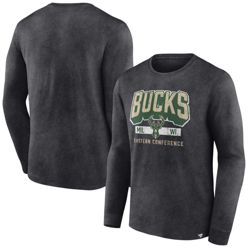 NBA Fanatics Milwaukee Bucks Front Court Press Snow Wash Long Sleeve T-Shirt