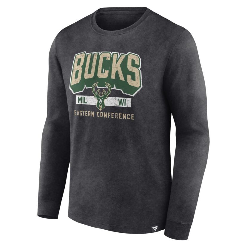 NBA Fanatics Milwaukee Bucks Front Court Press Snow Wash Long Sleeve T-Shirt