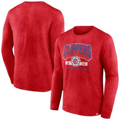 Men’s Los Angeles Clippers NBA Fanatics LA Clippers Front Court Press Snow Wash Long Sleeve T-Shirt, Red, Small