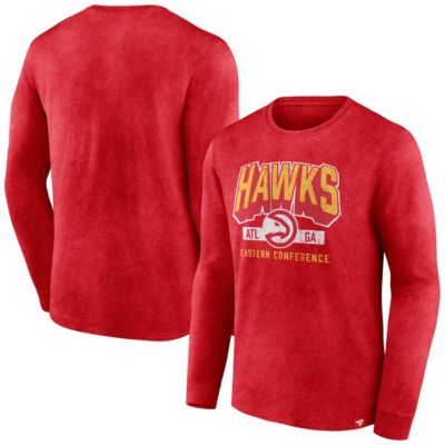 Men's NBA Fanatics Atlanta Hawks Front Court Press Snow Wash Long Sleeve T-Shirt, Red, Small