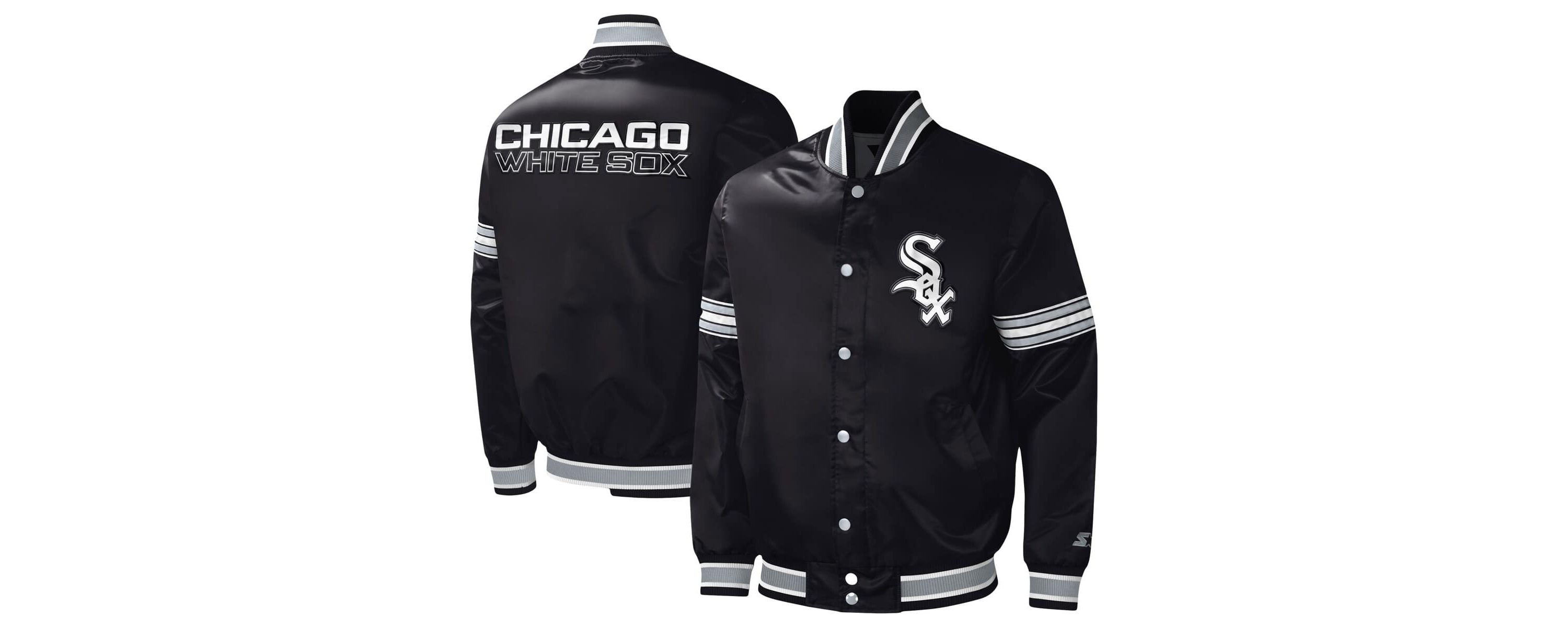 Chicago White Sox MLB Chicago Sox Midfield Satin Full-Snap Varsity Jacket