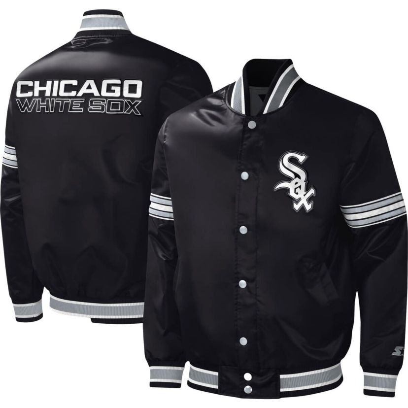 Chicago White Sox MLB Chicago Sox Midfield Satin Full-Snap Varsity Jacket