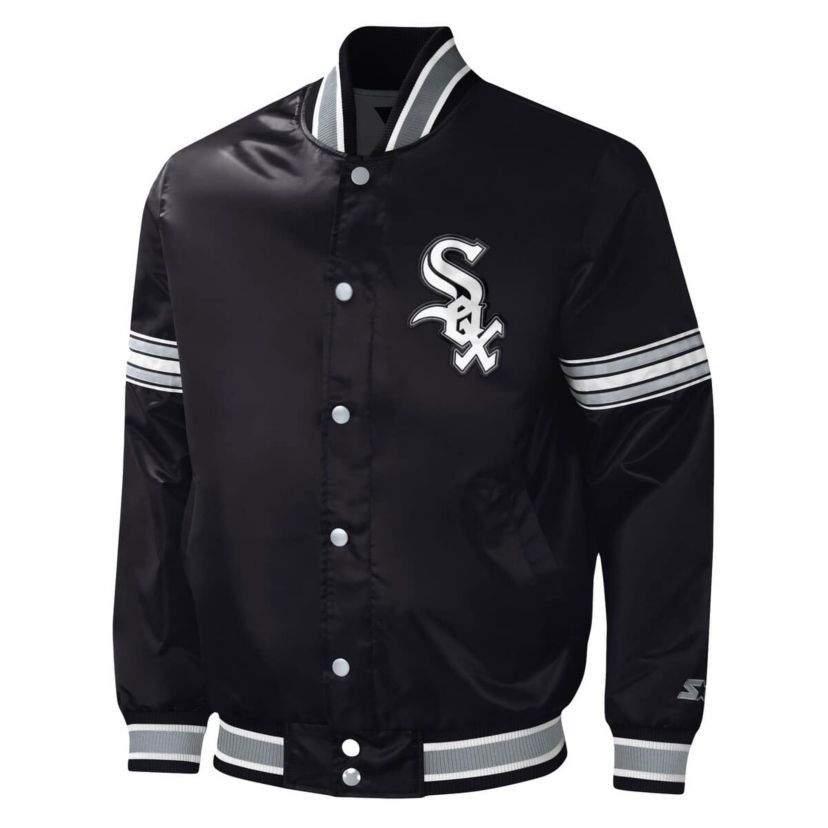 Chicago White Sox MLB Chicago Sox Midfield Satin Full-Snap Varsity Jacket