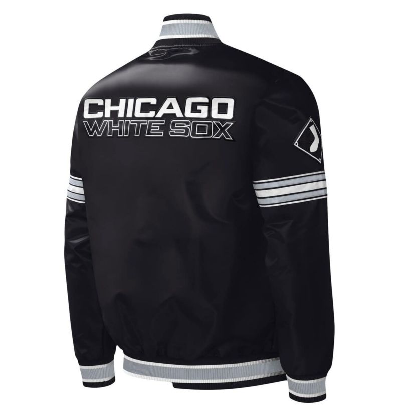 Chicago White Sox MLB Chicago Sox Midfield Satin Full-Snap Varsity Jacket