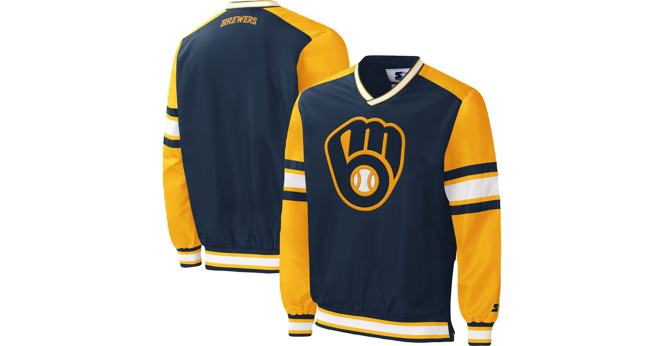 MLB Milwaukee Brewers Yardline V-Neck Pullover Windbreaker