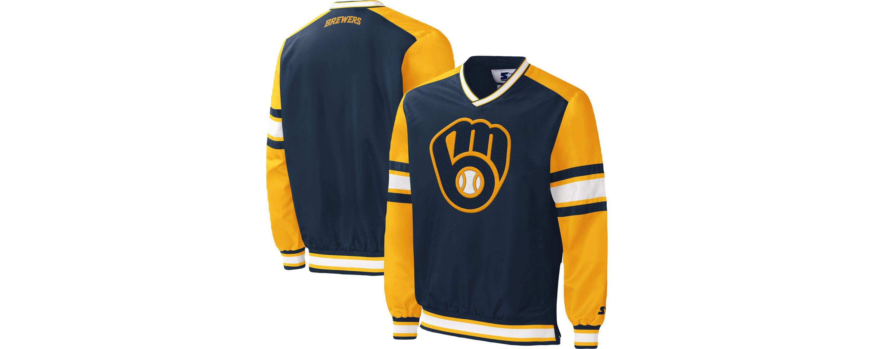 MLB Milwaukee Brewers Yardline V-Neck Pullover Windbreaker