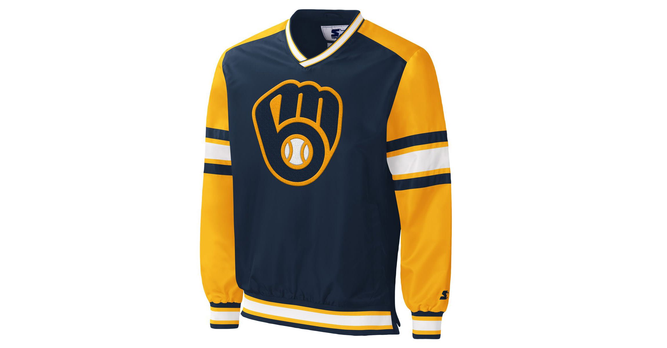 MLB Milwaukee Brewers Yardline V-Neck Pullover Windbreaker