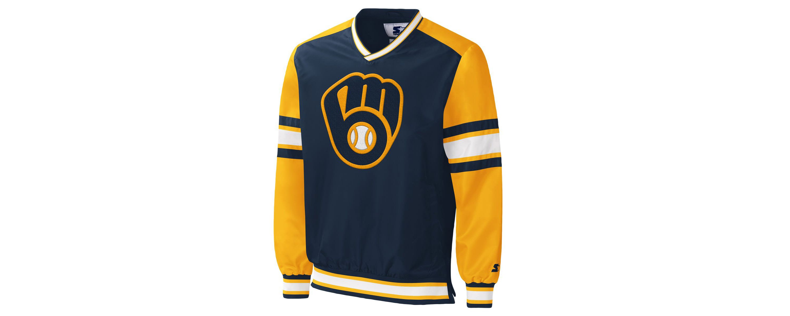 MLB Milwaukee Brewers Yardline V-Neck Pullover Windbreaker