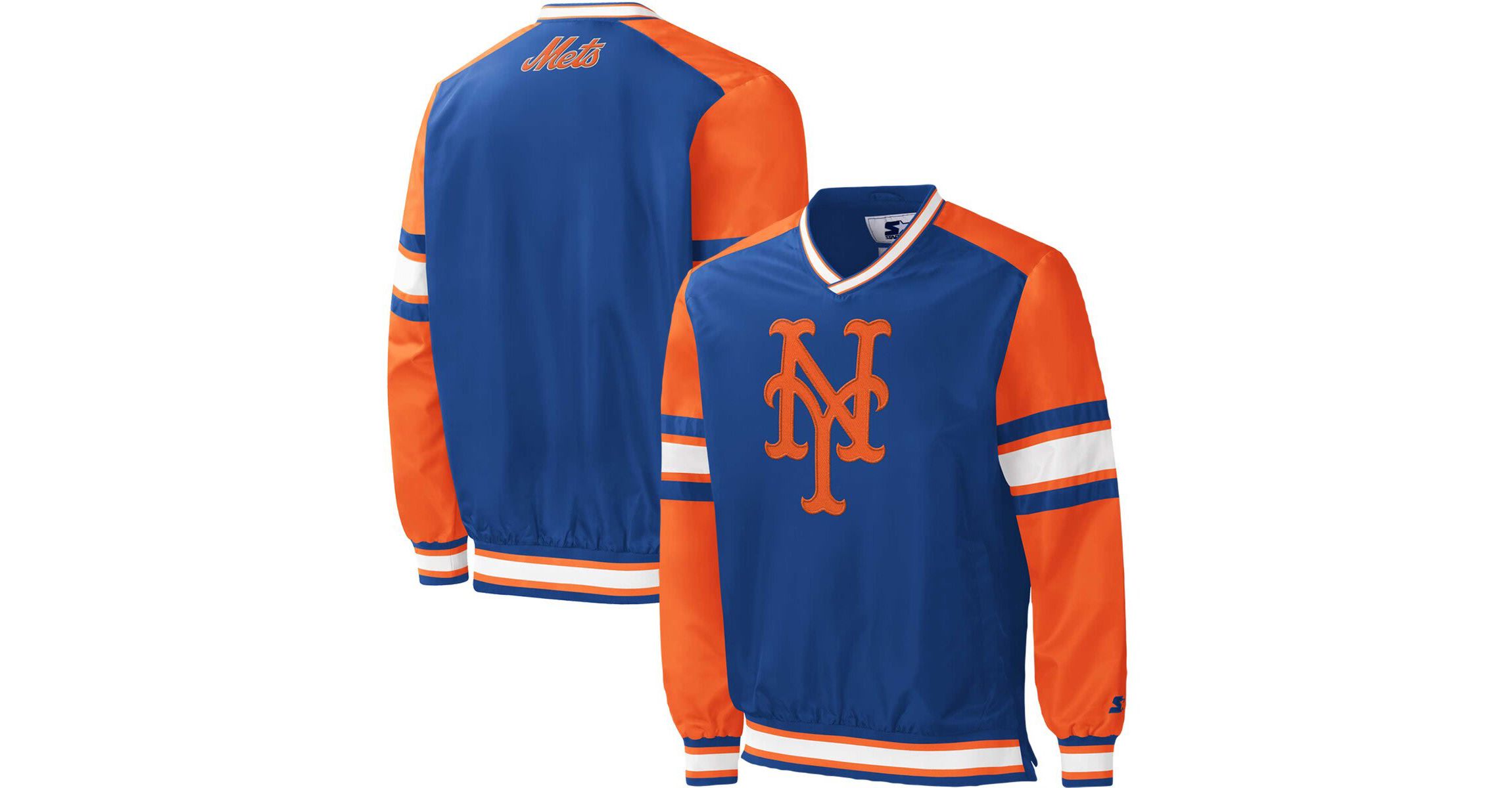 MLB New York Mets Yardline V-Neck Pullover Windbreaker
