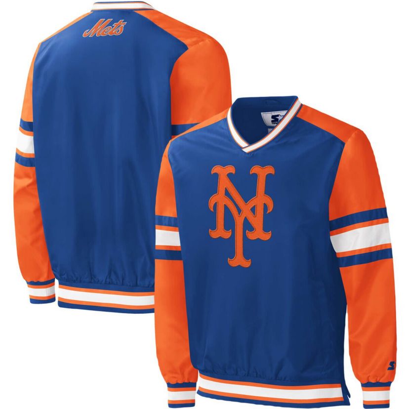 MLB New York Mets Yardline V-Neck Pullover Windbreaker