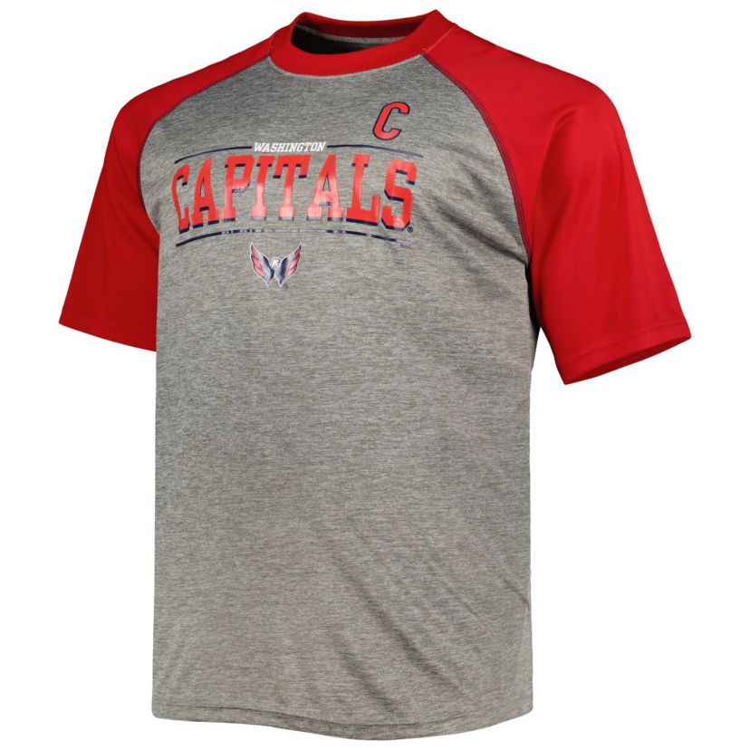 NHL Fanatics Alexander Ovechkin Washington Capitals Big & Tall Captain Patch Contrast Raglan Name & Number T-Shirt