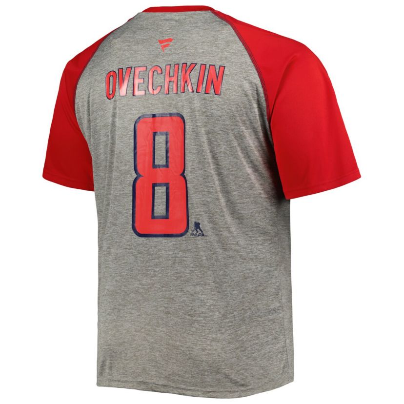 NHL Fanatics Alexander Ovechkin Washington Capitals Big & Tall Captain Patch Contrast Raglan Name & Number T-Shirt