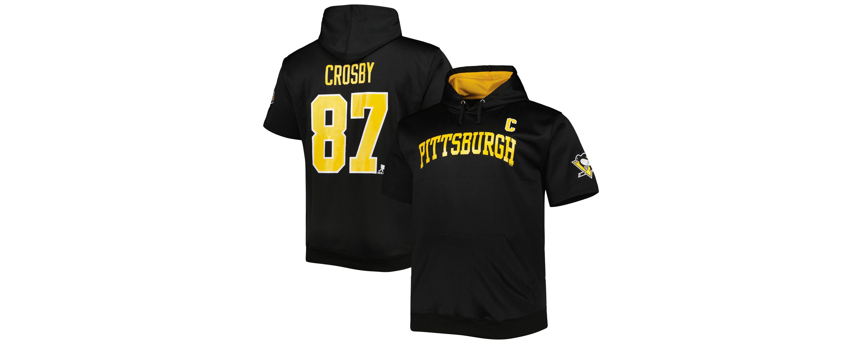 NHL Fanatics Sidney Crosby Pittsburgh Penguins Big & Tall Captain Patch Name & Number Pullover Hoodie