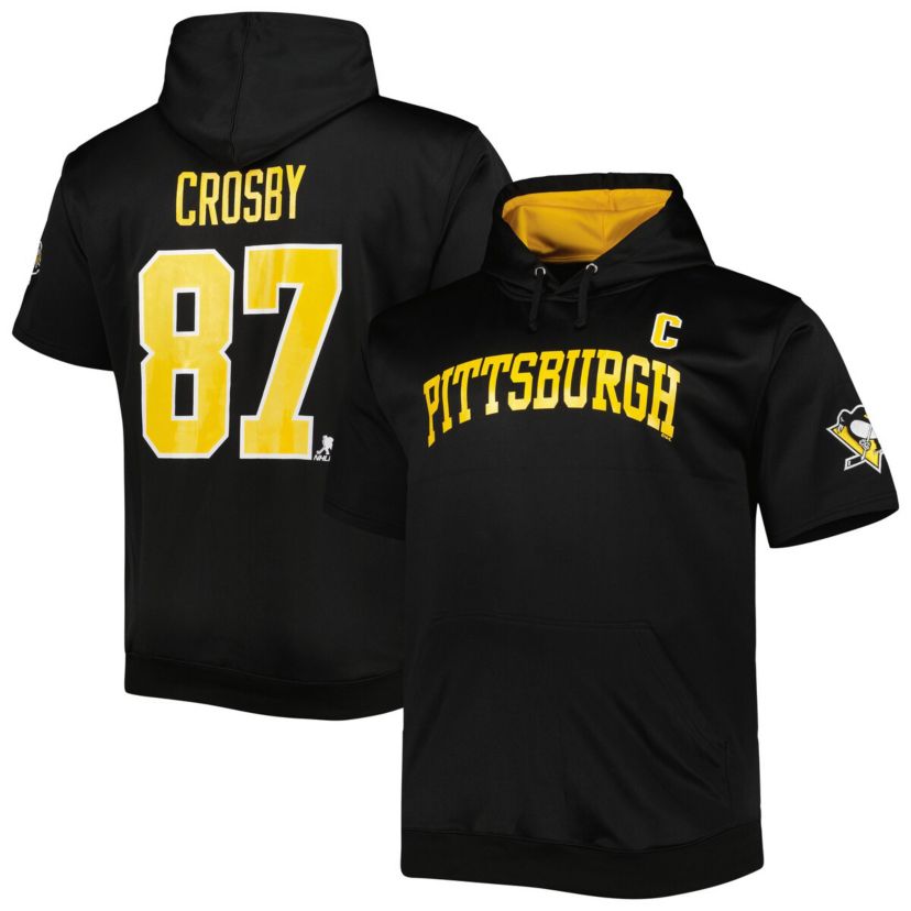 NHL Fanatics Sidney Crosby Pittsburgh Penguins Big & Tall Captain Patch Name & Number Pullover Hoodie
