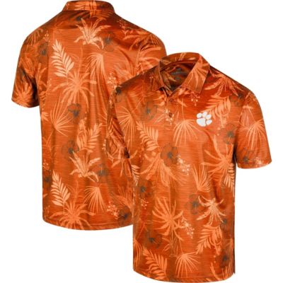 Colosseum Men's NCAA Clemson Tigers Palms Team Polo, Orange, 2XL