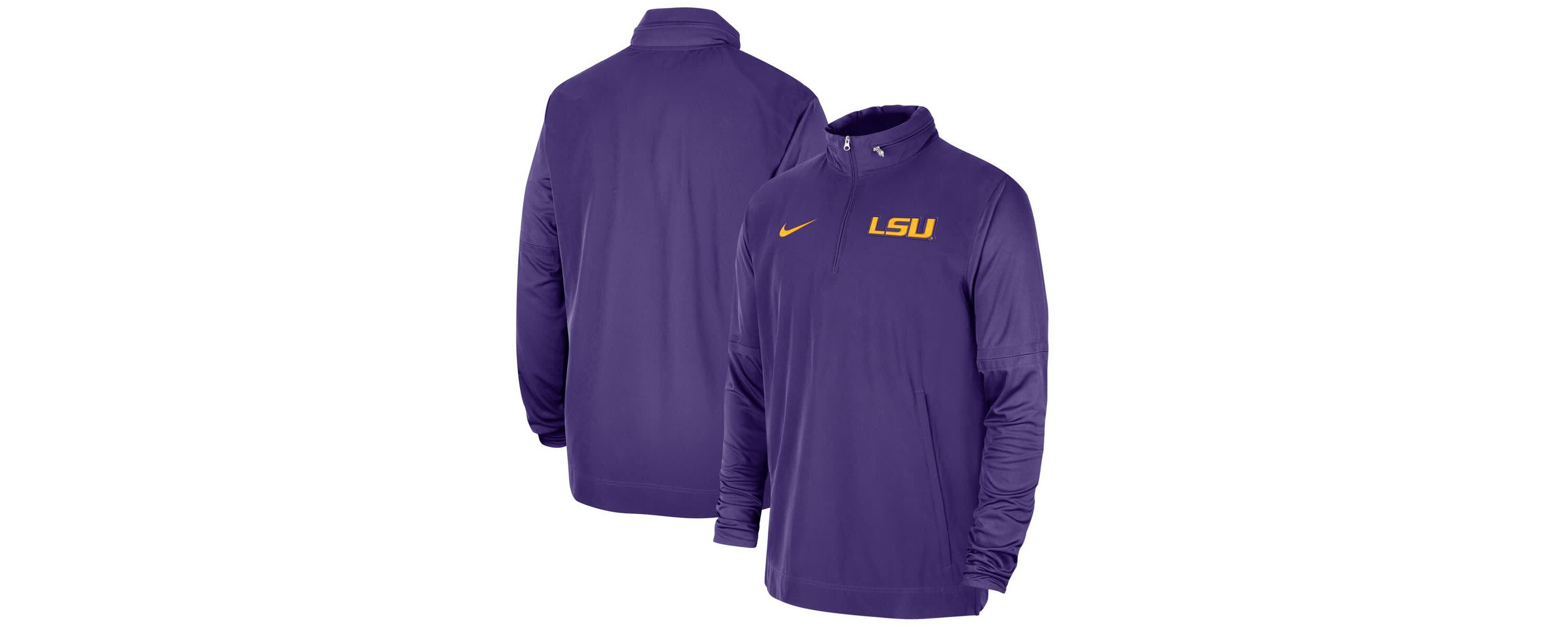 NCAA Nike LSU Tigers 2023 Coach Half-Zip Hooded Jacket