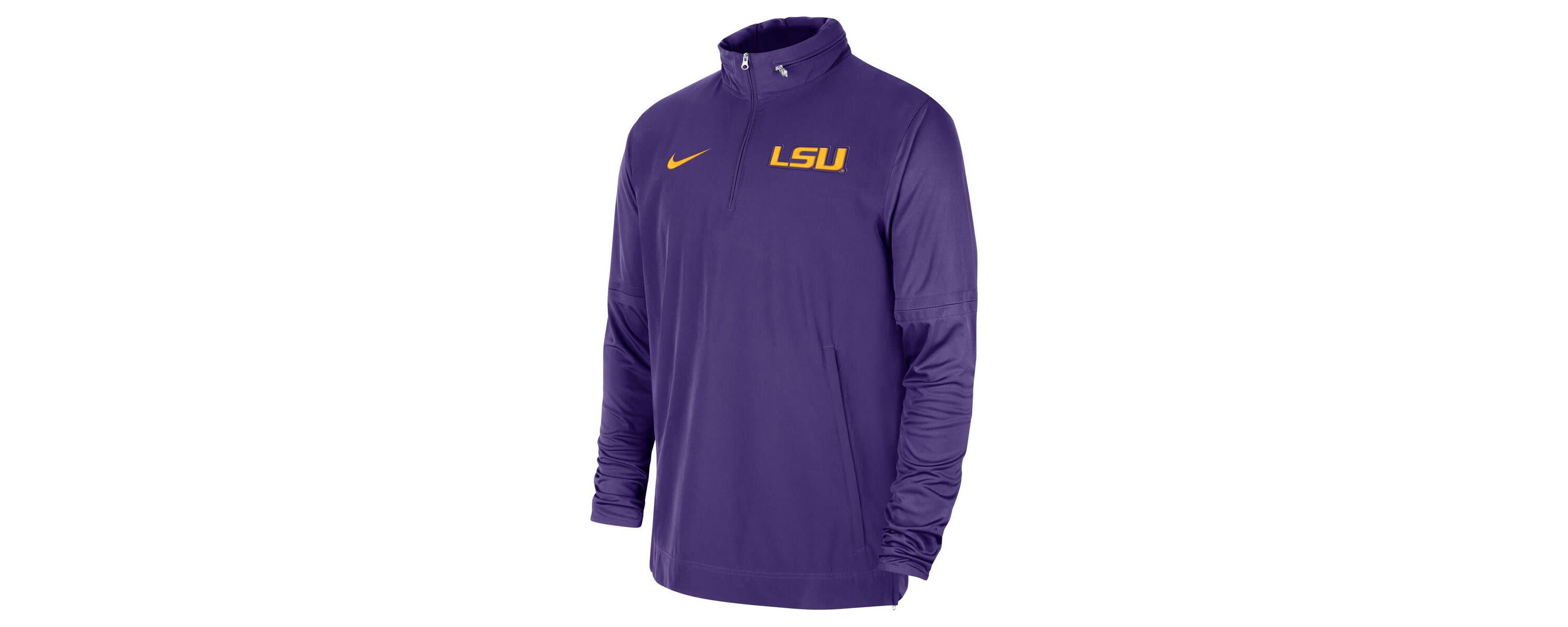 NCAA Nike LSU Tigers 2023 Coach Half-Zip Hooded Jacket