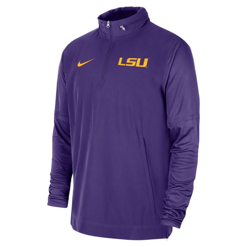 NCAA Nike LSU Tigers 2023 Coach Half-Zip Hooded Jacket
