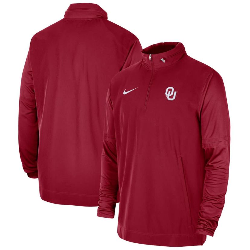 NCAA Nike Oklahoma Sooners 2023 Coach Half-Zip Hooded Jacket