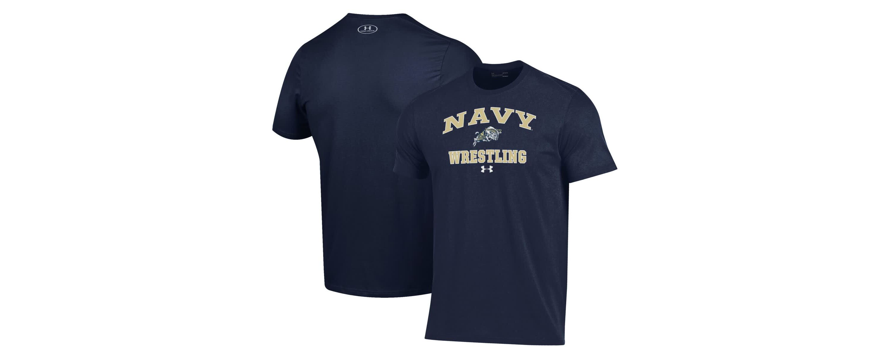 Navy Midshipmen NCAA Under Armour Midshipmen Wrestling Arch Over Performance T-Shirt