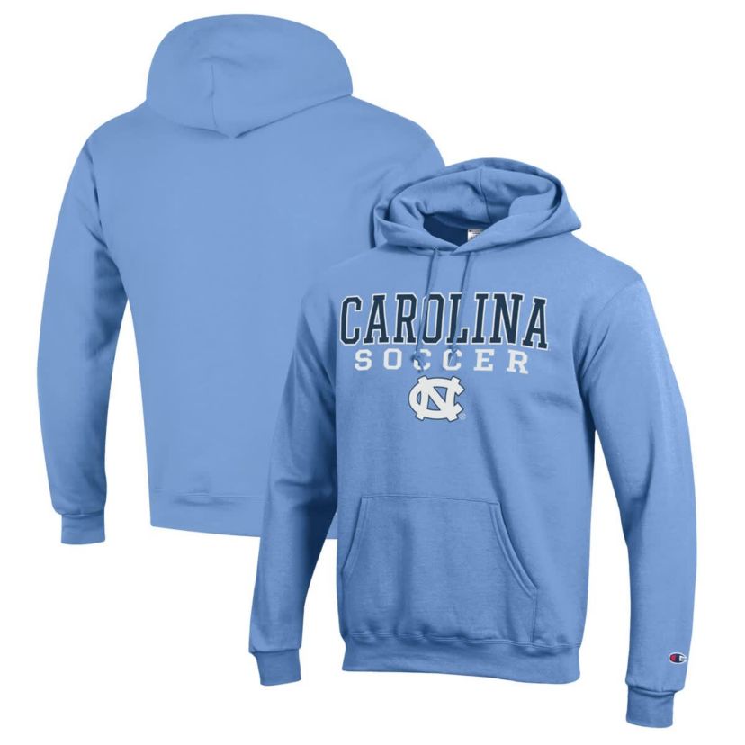 NCAA Carolina North Carolina Tar Heels Soccer Stack Logo Powerblend Pullover Hoodie