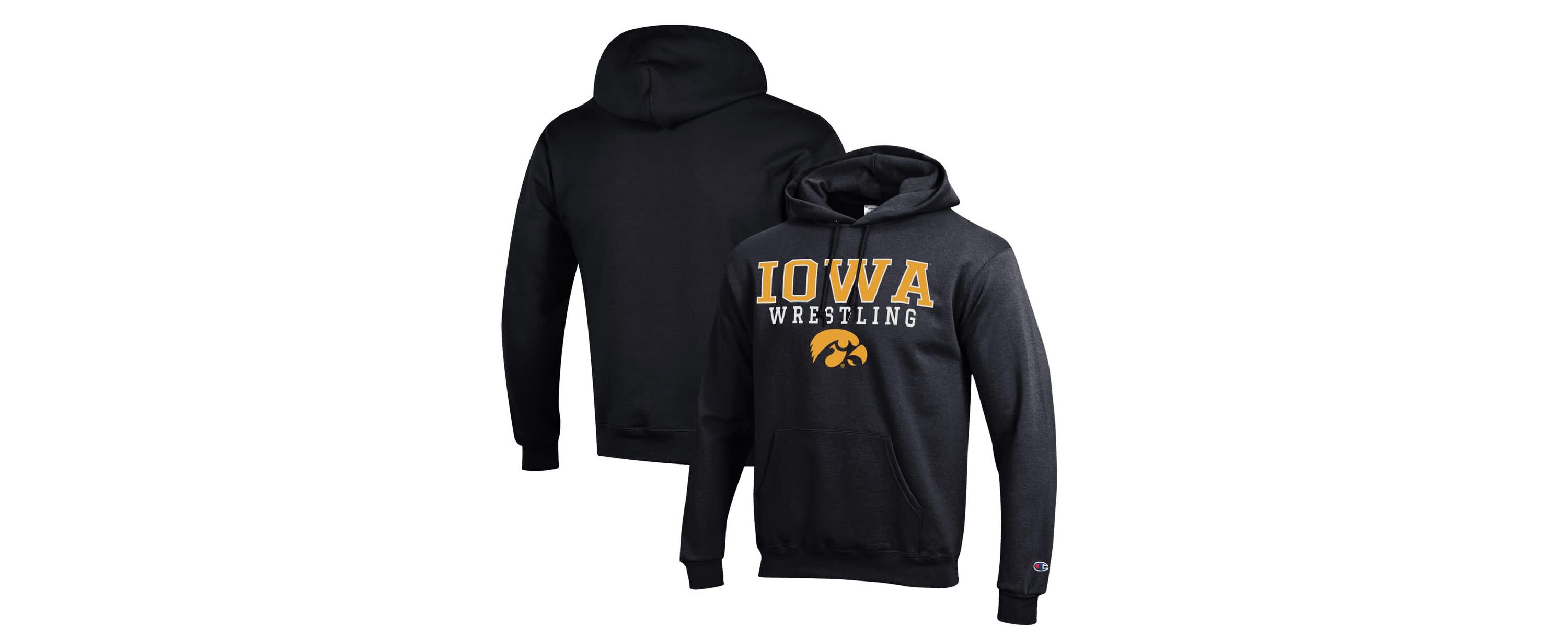NCAA Iowa Hawkeyes Wrestling Stack Logo Powerblend Pullover Hoodie