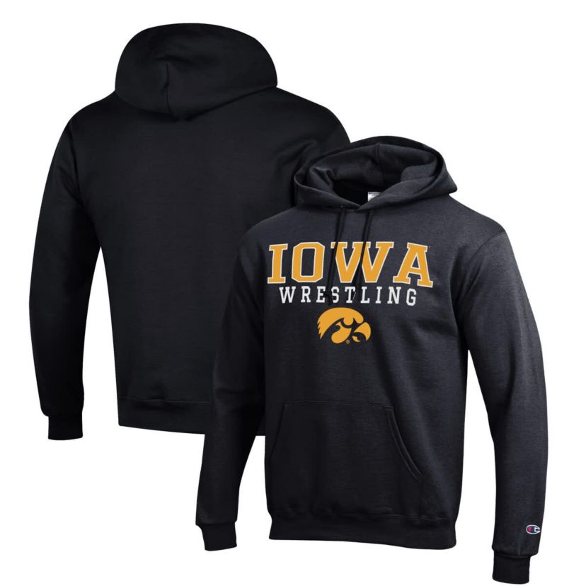 NCAA Iowa Hawkeyes Wrestling Stack Logo Powerblend Pullover Hoodie