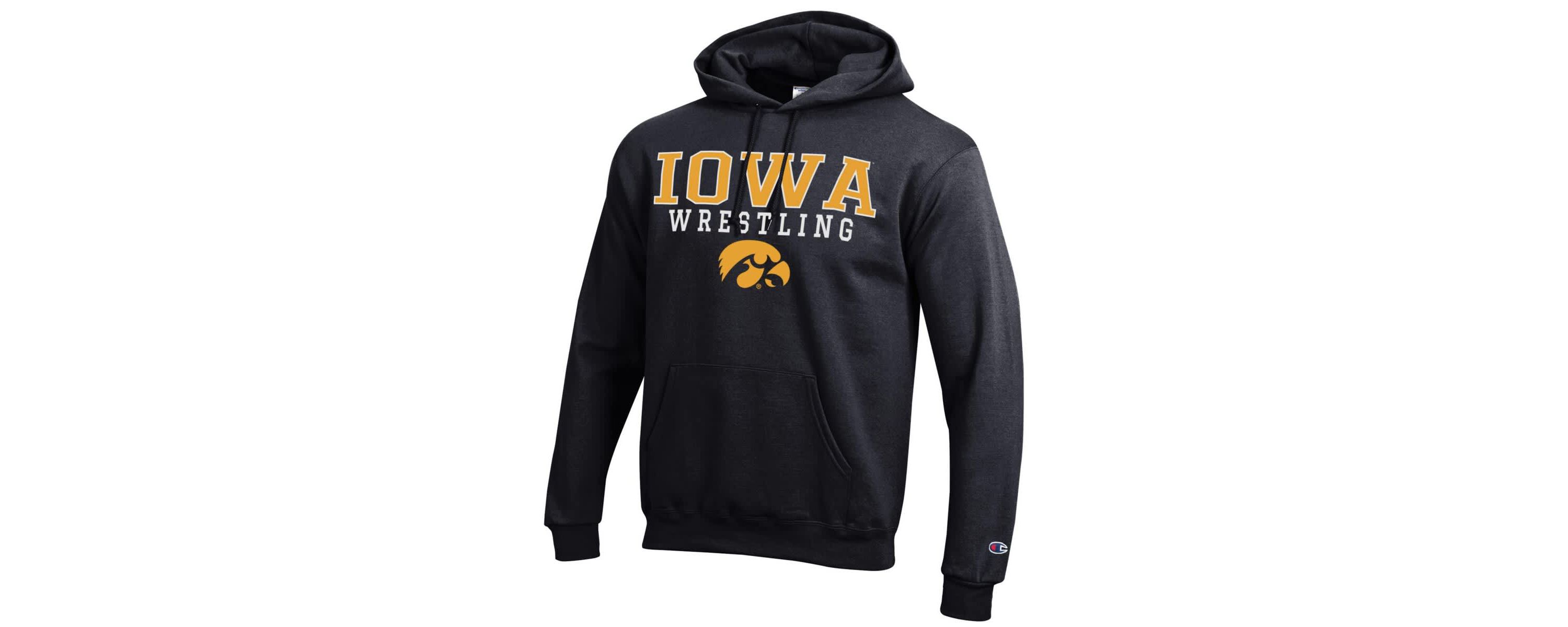 NCAA Iowa Hawkeyes Wrestling Stack Logo Powerblend Pullover Hoodie