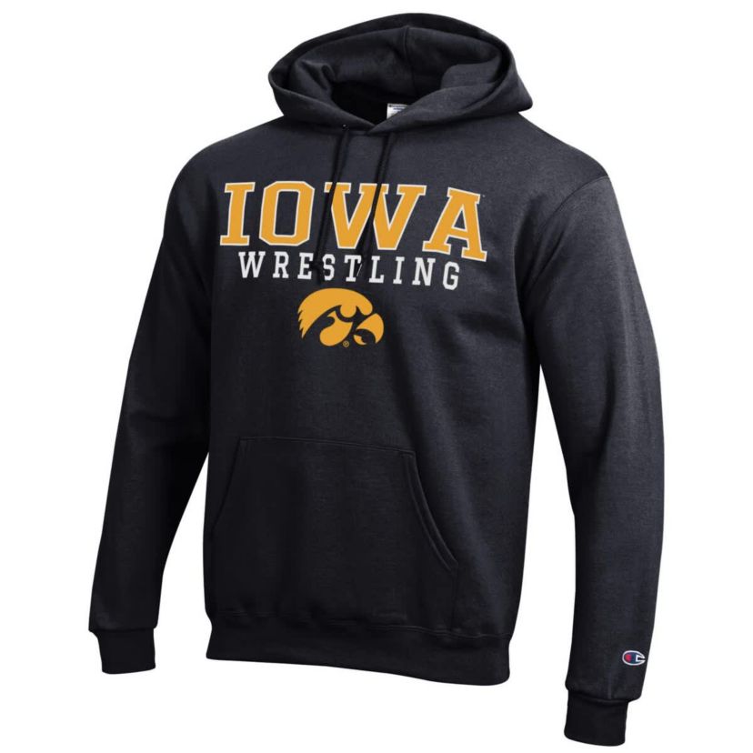 NCAA Iowa Hawkeyes Wrestling Stack Logo Powerblend Pullover Hoodie