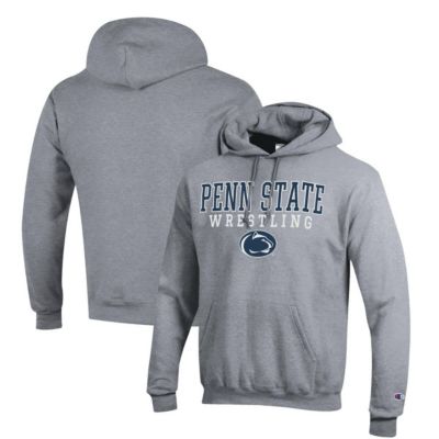 Champion Men's NCAA Penn State Nittany Lions Wrestling Stack Logo Powerblend Pullover Hoodie, Gray, 3XL