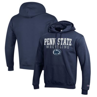 Champion Men's NCAA Penn State Nittany Lions Wrestling Stack Logo Powerblend Pullover Hoodie, Navy Blue, Large