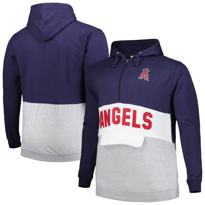 MLB Los Angeles Angels Big & Tall Fleece Half-Zip Hoodie