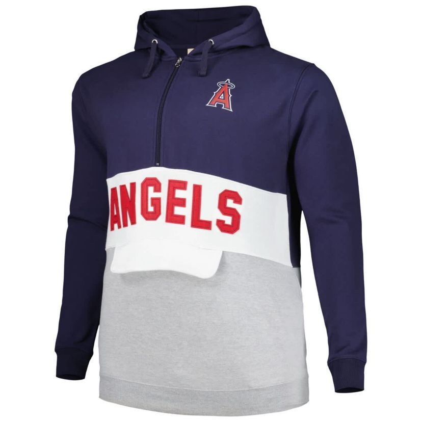 MLB Los Angeles Angels Big & Tall Fleece Half-Zip Hoodie