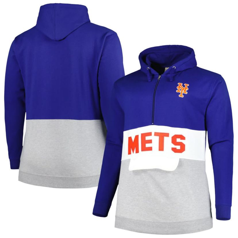 MLB New York Mets Big & Tall Fleece Half-Zip Hoodie