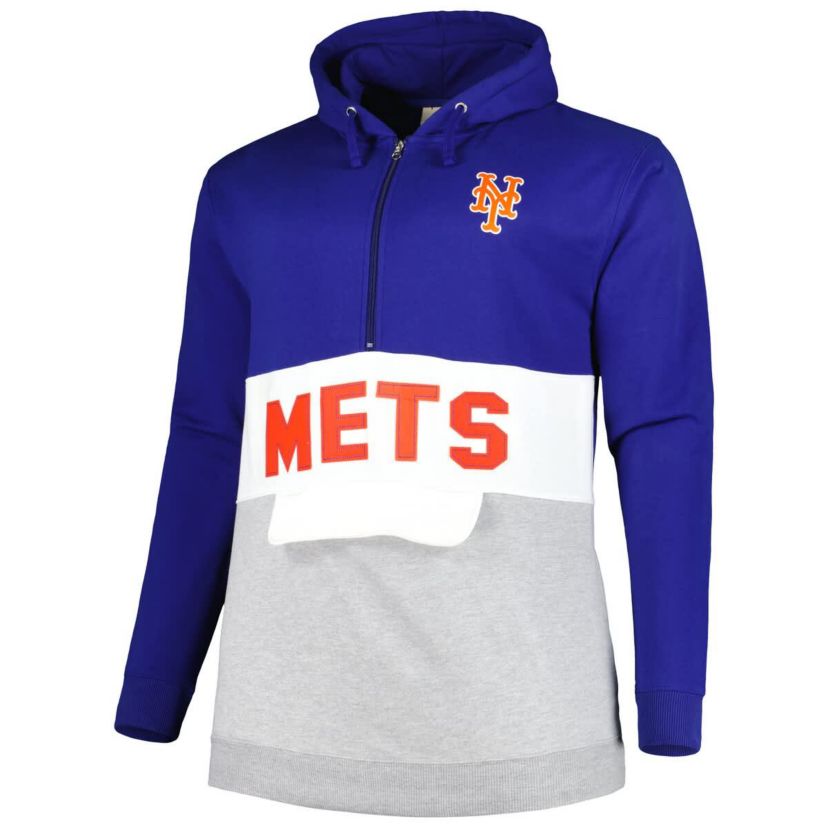 MLB New York Mets Big & Tall Fleece Half-Zip Hoodie