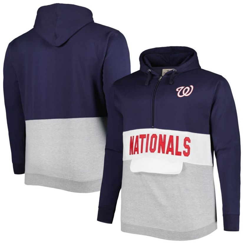 MLB Washington Nationals Big & Tall Fleece Half-Zip Hoodie