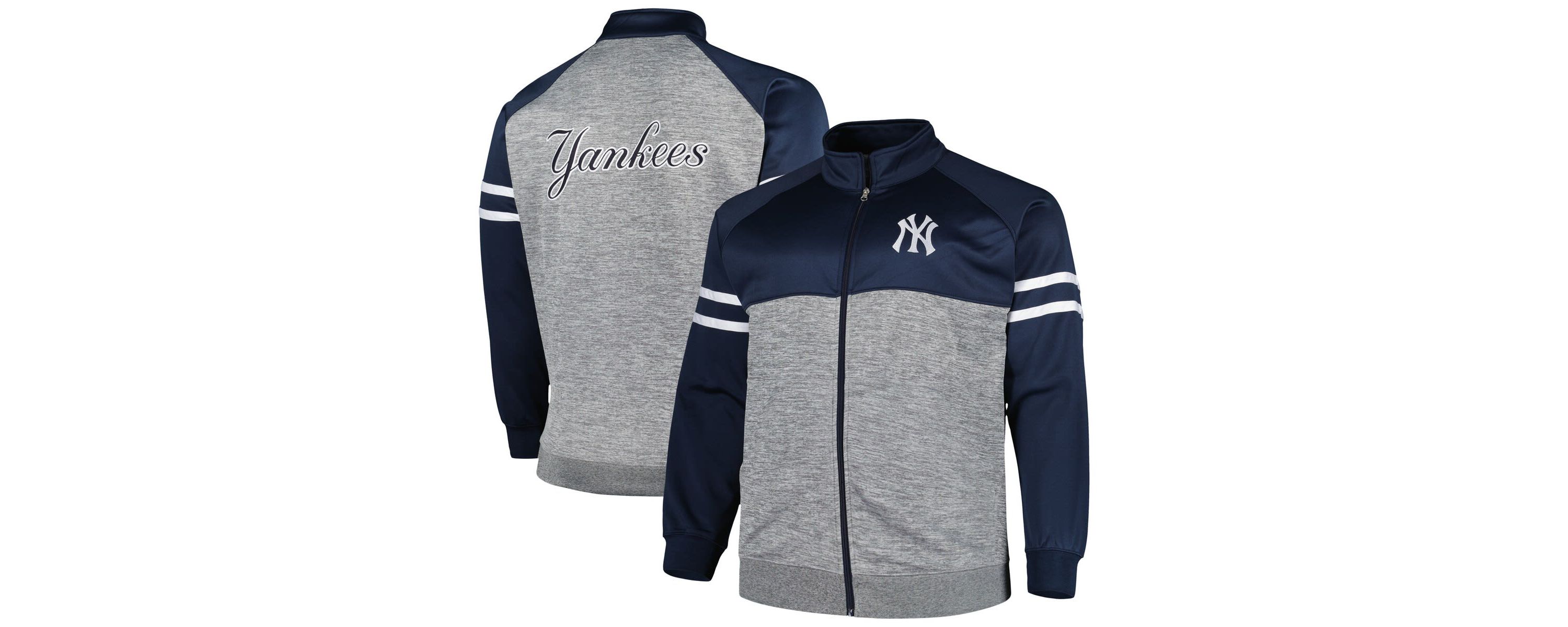 MLB Navy/Heather New York Yankees Big & Tall Raglan Full-Zip Track Jacket