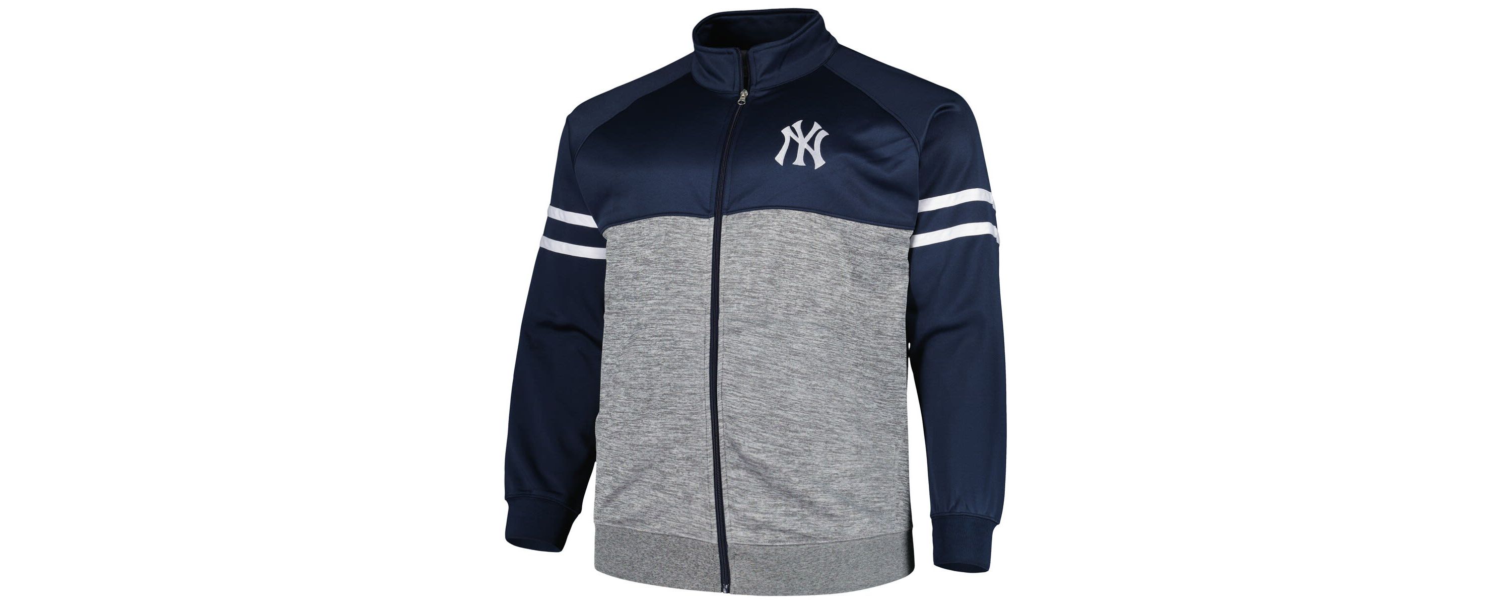 MLB Navy/Heather New York Yankees Big & Tall Raglan Full-Zip Track Jacket